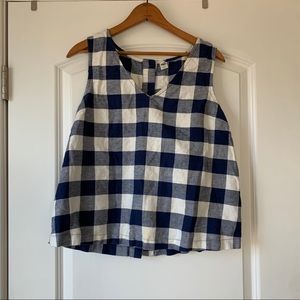 Navy blue checkered crop tank